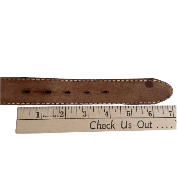 Vintage Nocona Tooled Underlay Leather Belt Brown Western Embossed Floral Sz 30 main image 6